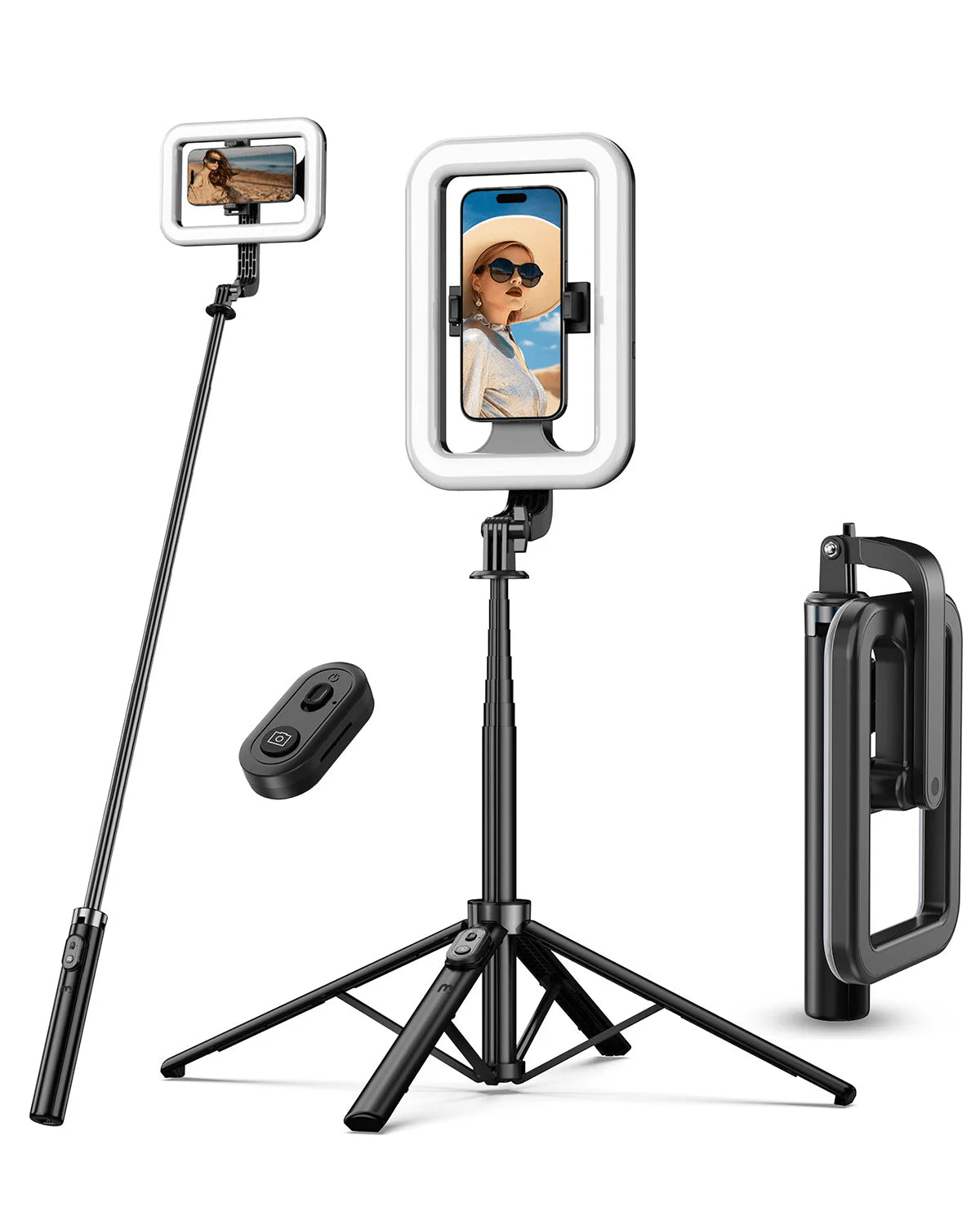 LIMITED TIME 50% OFF!!!  Selfie Ring Light with 72" Tripod Stand - Extendable Selfie Stick with Light for Phone, Live Streaming, Makeup, Travel, Gaming, Video, Includes Phone Holder& USB-C Powered - 1-Year Warranty